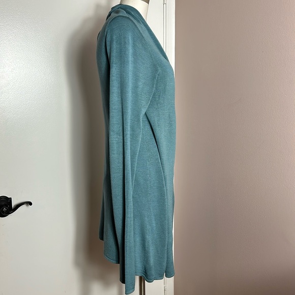 ❌Eileen Fisher Open Long Cardigan Sweater Silk Blend Blueish Green Small - Picture 6 of 9